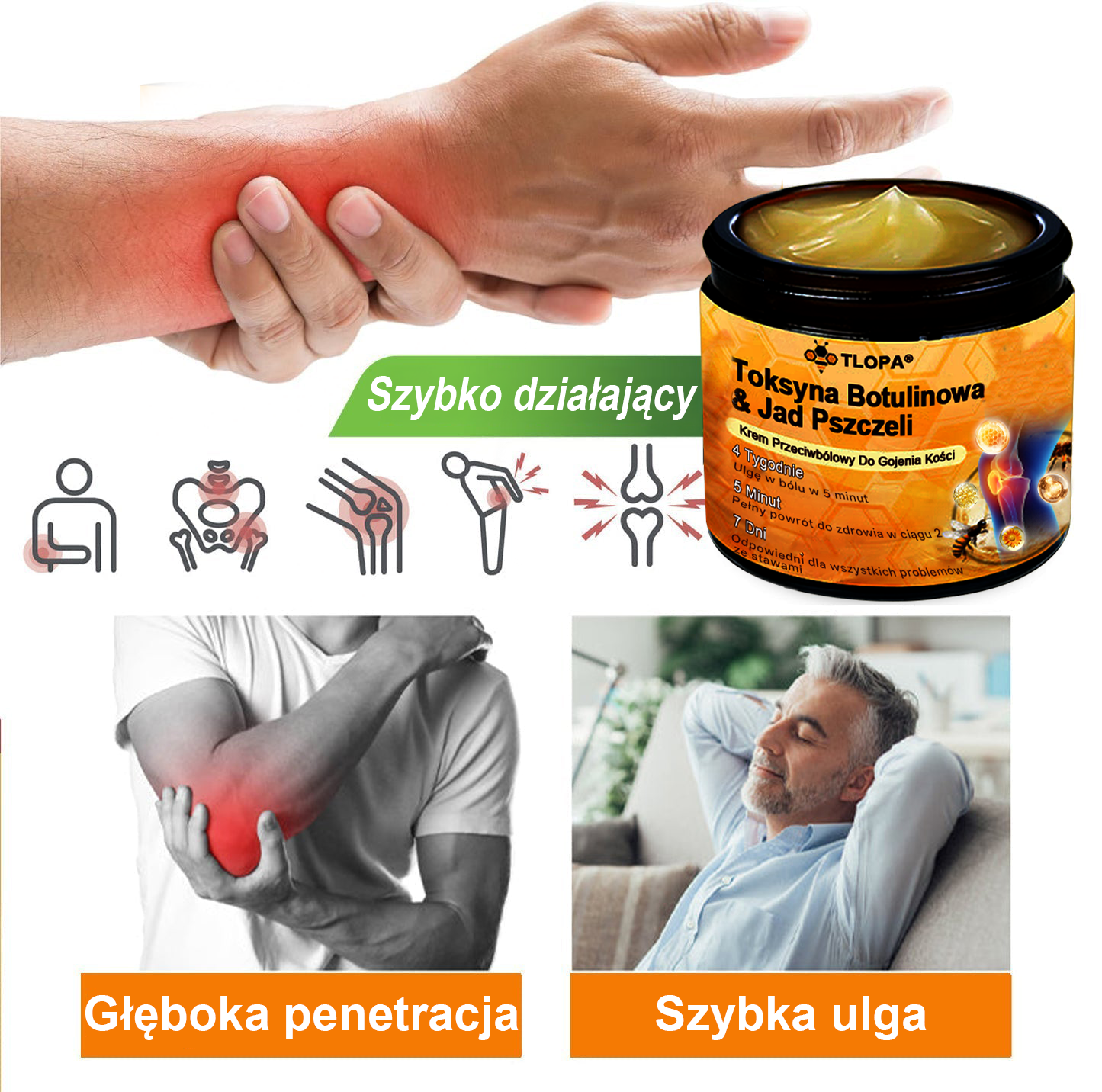 🌿🌿TLOPA® Toksyna botulinowa i jad pszczeli Balsam Łagodzący Ból i Leczenie Kości🐝 (Polecane dla seniorów przez ortopedów)🔥