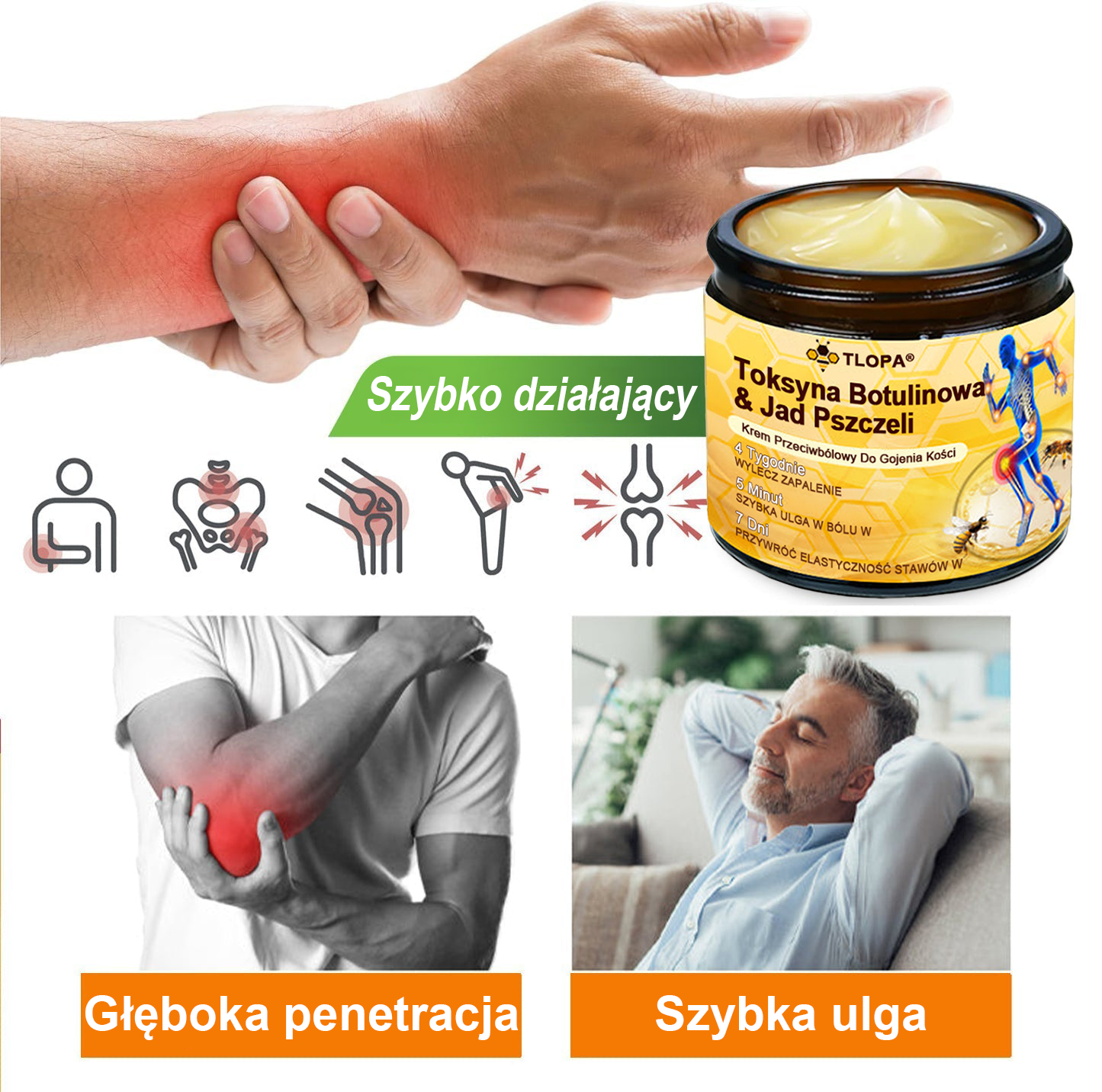 TLOPA® Toksyna botulinowa i jad pszczeli Balsam Łagodzący Ból i Leczenie Kości🐝🐝🌿 (Polecane dla seniorów przez ortopedów)🔥🔥🔥