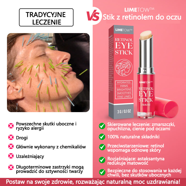 LIMETOW™ Retinol Eye Stick✅ redukuje drobne zmarszczki, opuchliznę i cienie pod oczami🌟