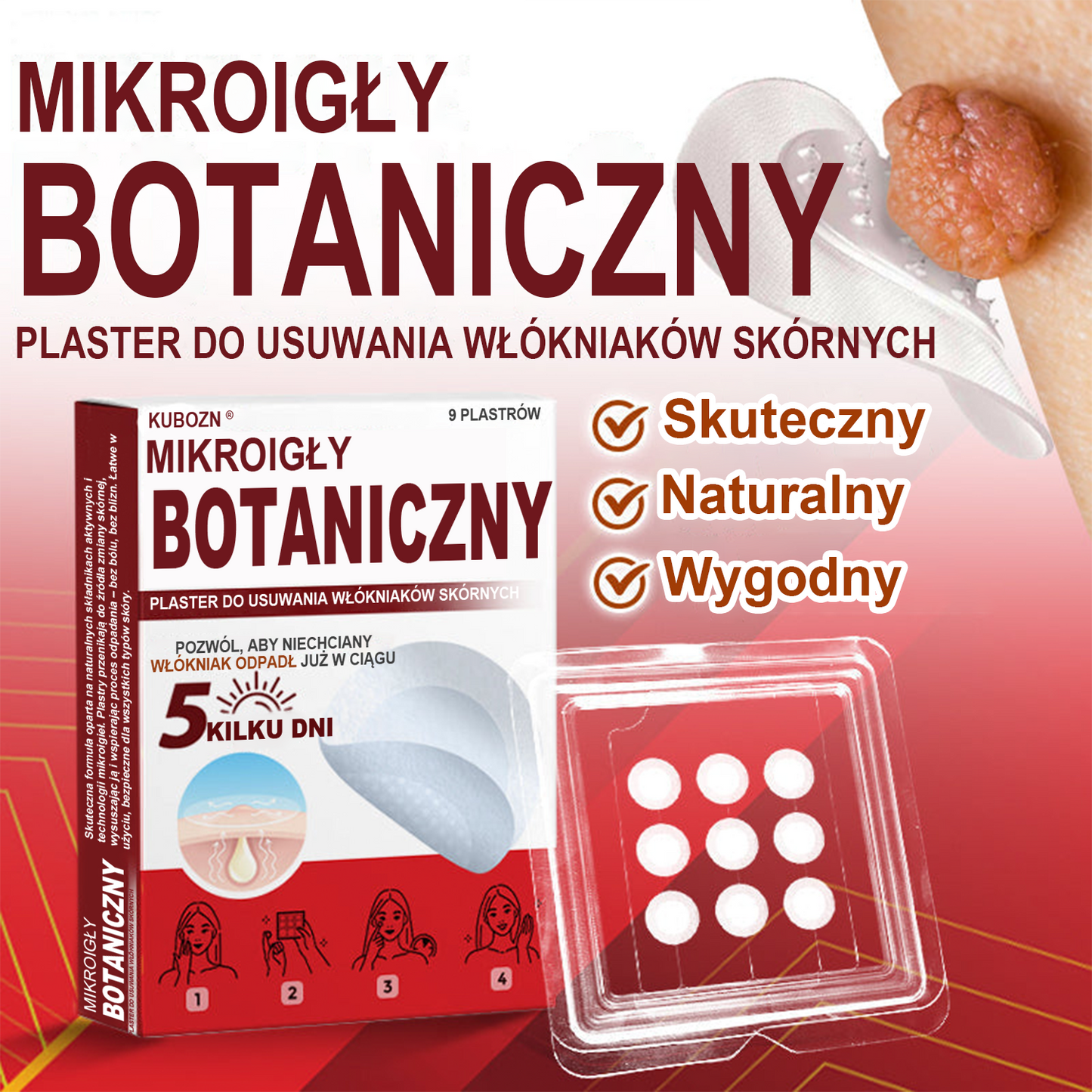KUBOZN® Mikroigłowy botaniczny środek do usuwania narośli skórnych ✅✅✅✅wyprodukowano w Polsce