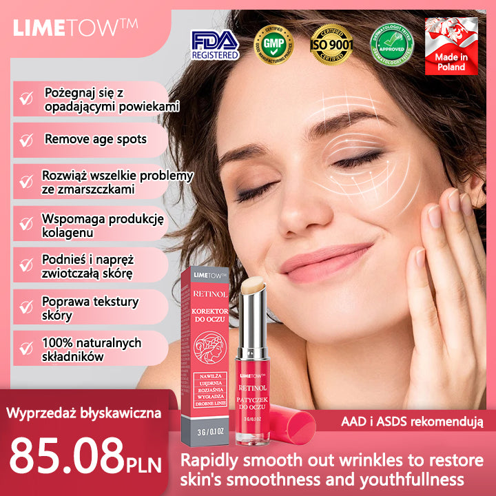 LIMETOW™ Retinol Eye Stick✅ redukuje drobne zmarszczki, opuchliznę i cienie pod oczami🌟