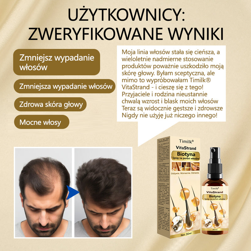 Timilk® VitaStrand Biotin Hair Growth Spray✅ Gęste, lśniące włosy w zaledwie kilka tygodni