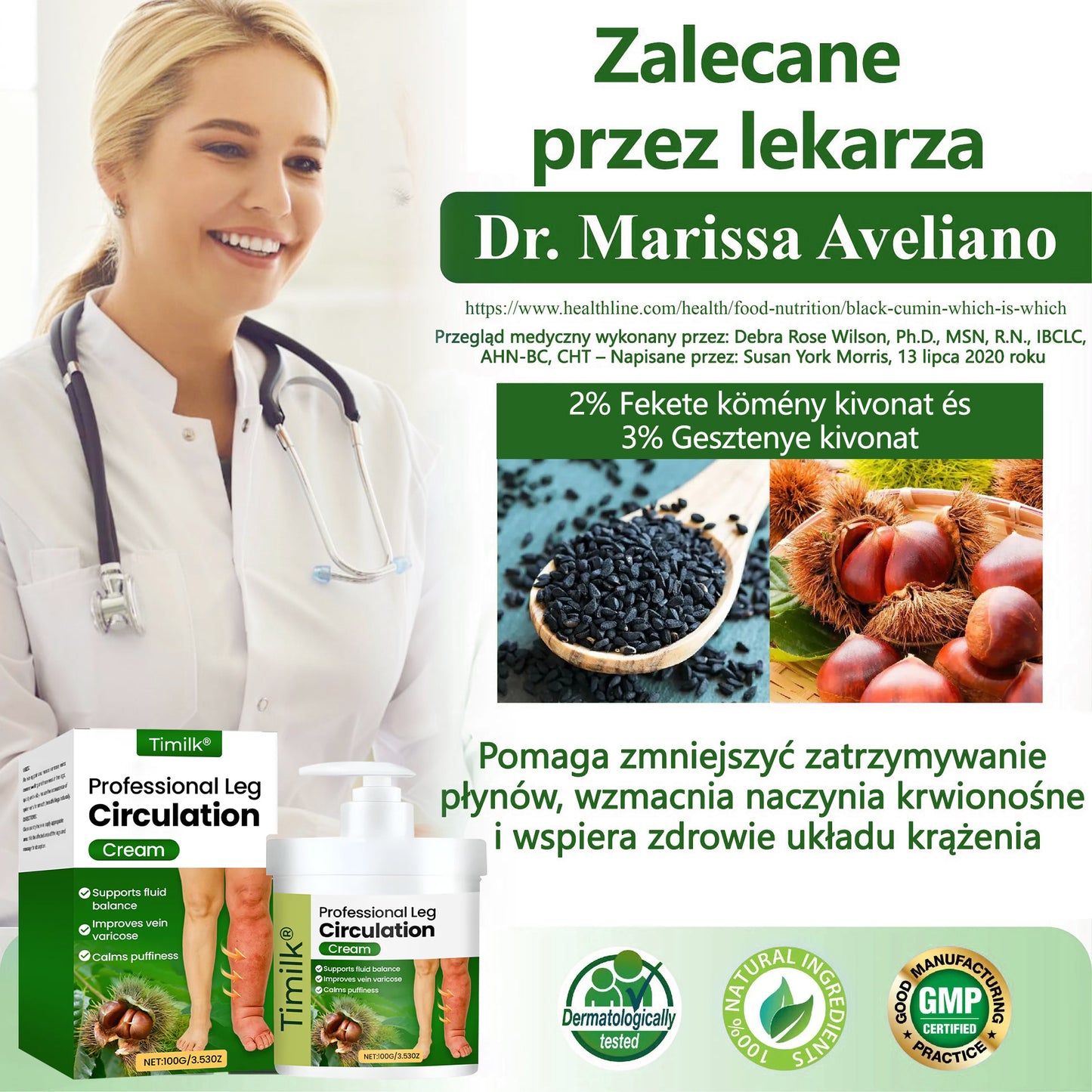 🌿🌿🌿ATTDX® Krem ziołowy łagodzący obrzęki z czarnuszką