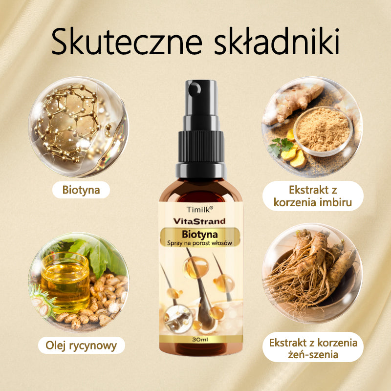 Timilk® VitaStrand Biotin Hair Growth Spray✅ Gęste, lśniące włosy w zaledwie kilka tygodni
