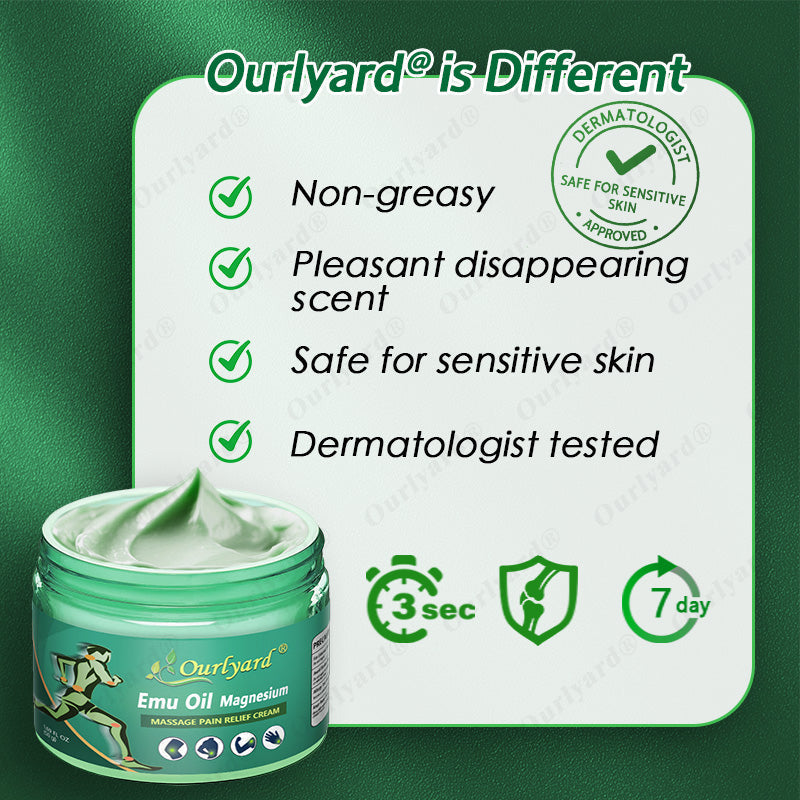 👨‍⚕️✅Ourlyard® Advanced Magnesium & Emu Oil Massage Pain Relief Cream (🏅The Ultimate Solution for Muscle Aches, Arthritis, Joint Pain, Nerve Pain, Inflammation, and Stiffness) – Made in the USA